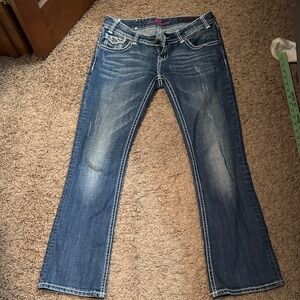 Rock & Roll Cowgirl Distressed Indigo Boot Cut Jeans